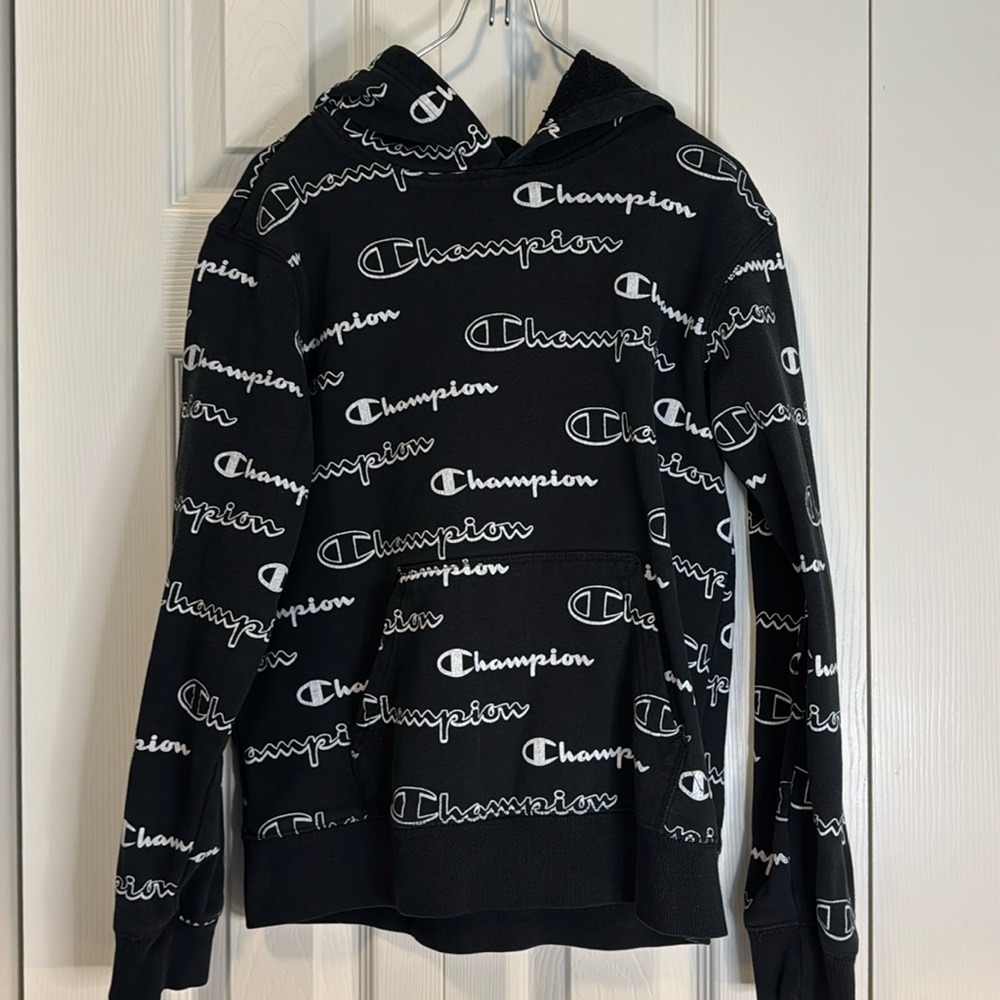 Black and white Champion Hoodie Youth L